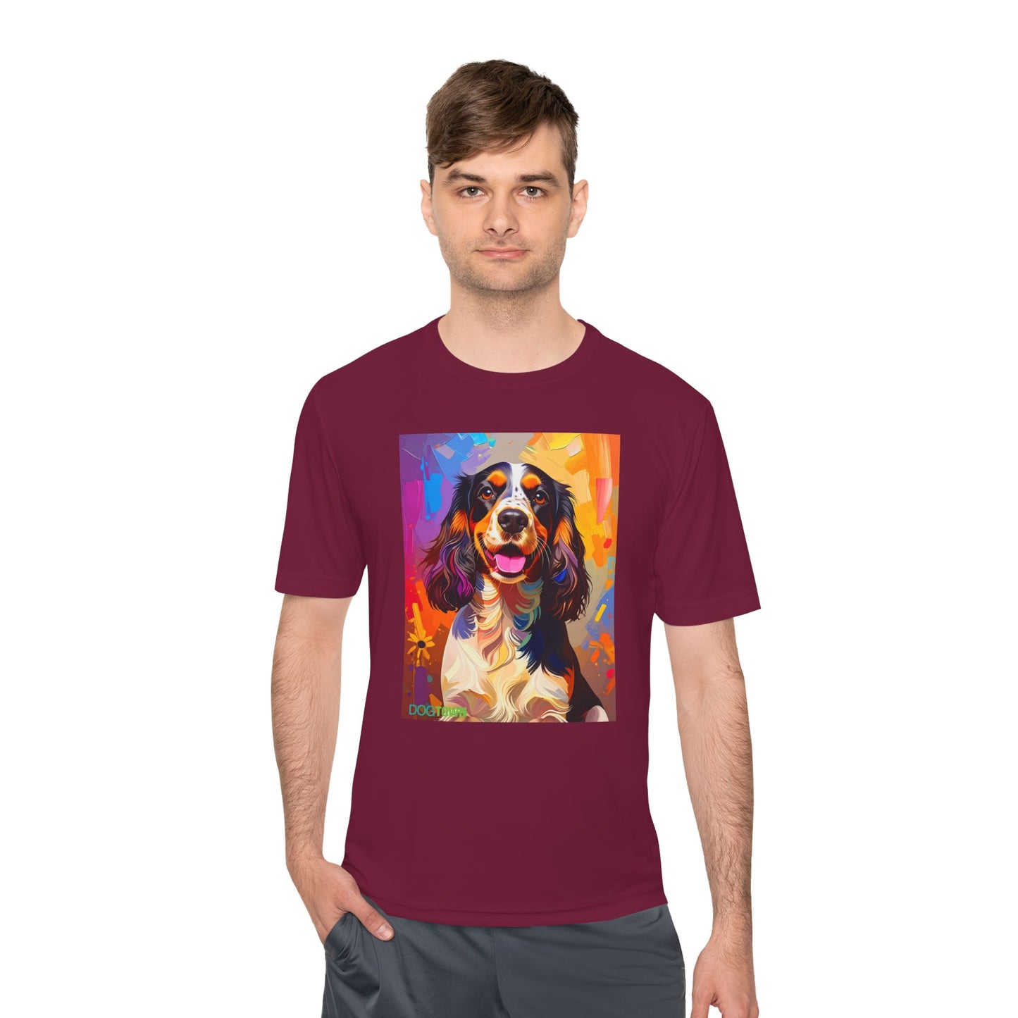 Pup Art Canvas Unisex Moisture Wicking Tee (English Springer Spaniel - 1)