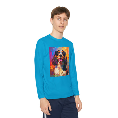 Pup Art Canvas - Kid's Sport Long Sleeve Tee (English Springer Spaniel)