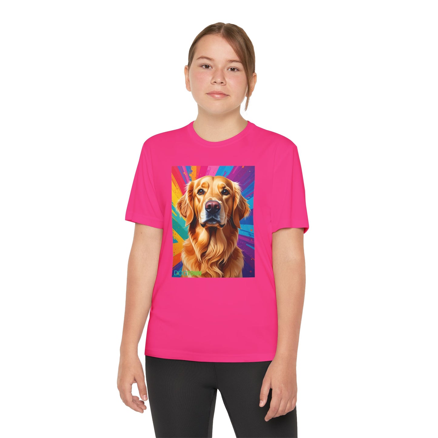 Pup Art Canvas - Kid's Sport Short Sleeve Tee (Golden Retriever)