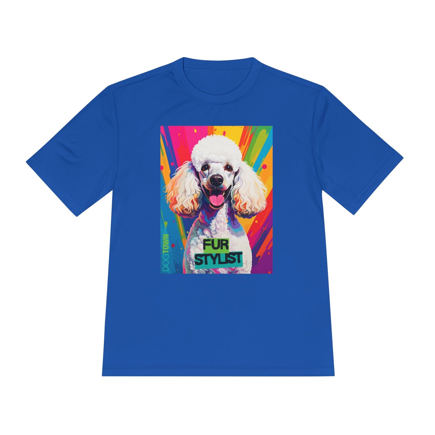 Dogtown Fur Stylist Groomer Short Sleeve Shirt (Colorful with White Poodle)