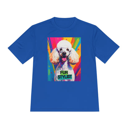 Dogtown Fur Stylist Groomer Short Sleeve Shirt (Colorful with White Poodle)