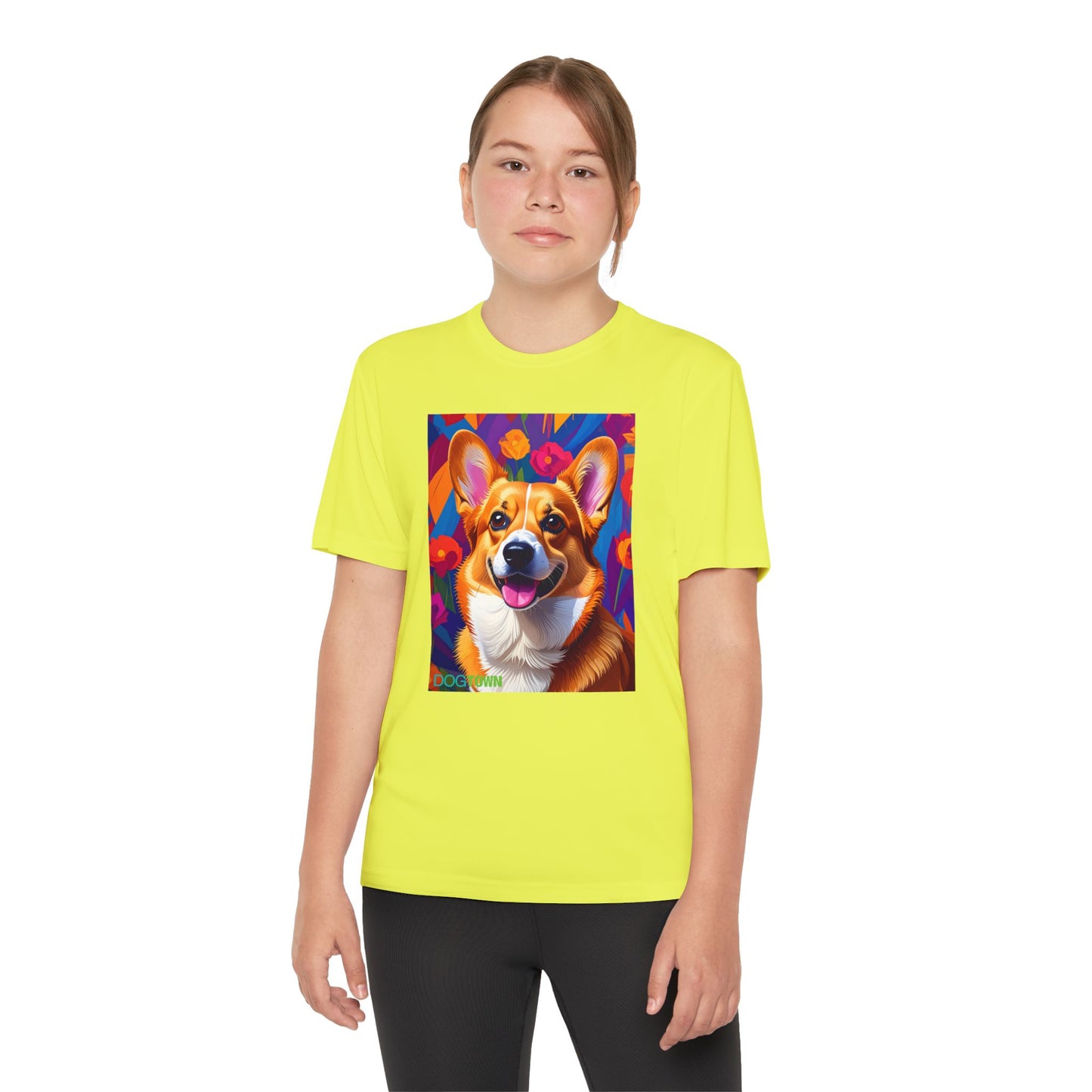 Pup Art Canvas - Kid's Sport Short Sleeve Tee (Corgi)