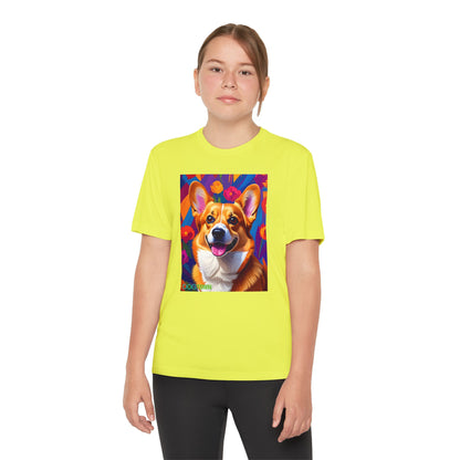 Pup Art Canvas - Kid's Sport Short Sleeve Tee (Corgi)