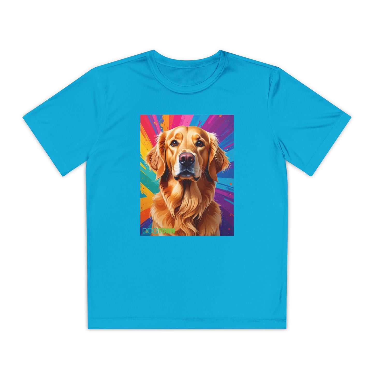 Pup Art Canvas - Kid's Sport Short Sleeve Tee (Golden Retriever)