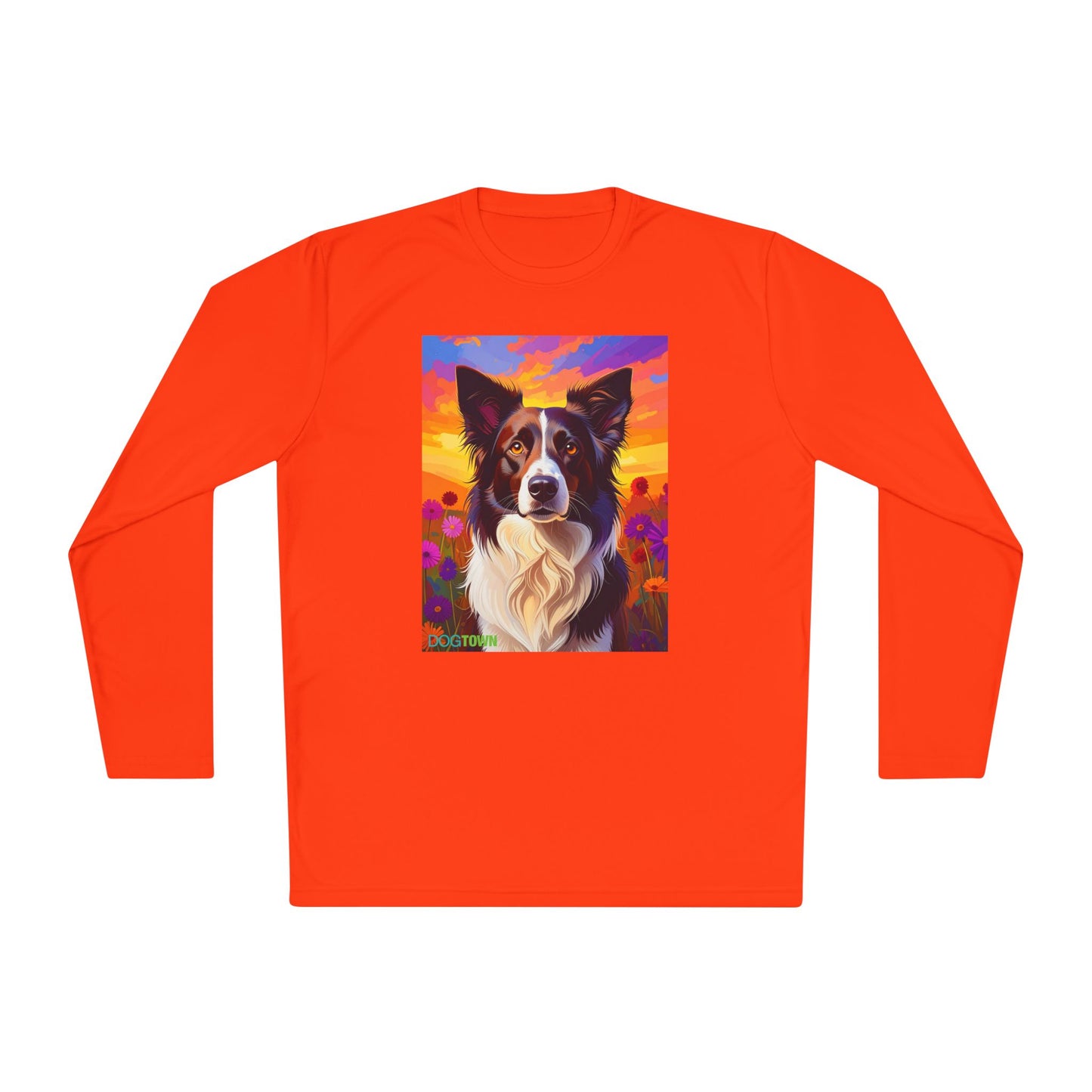 Pup Art Canvas Sport Long Sleeve Tee (Border Collie)