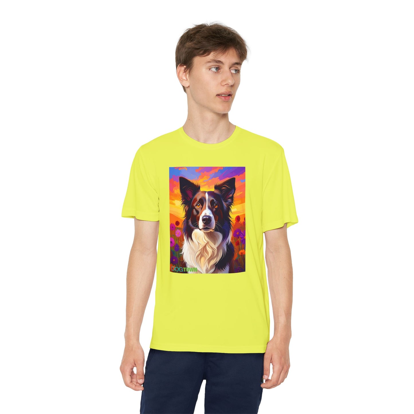 Pup Art Canvas - Kid's Sport Short Sleeve Tee (Border Collie)