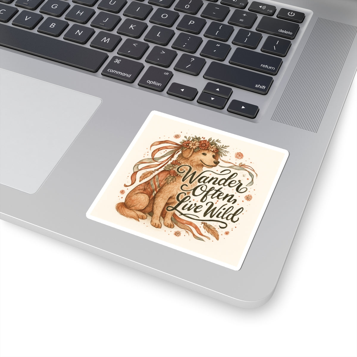 Dogtown Boho Revival "Wander Often, Live Wild" Kiss-Cut Stickers (Golden Retriever)