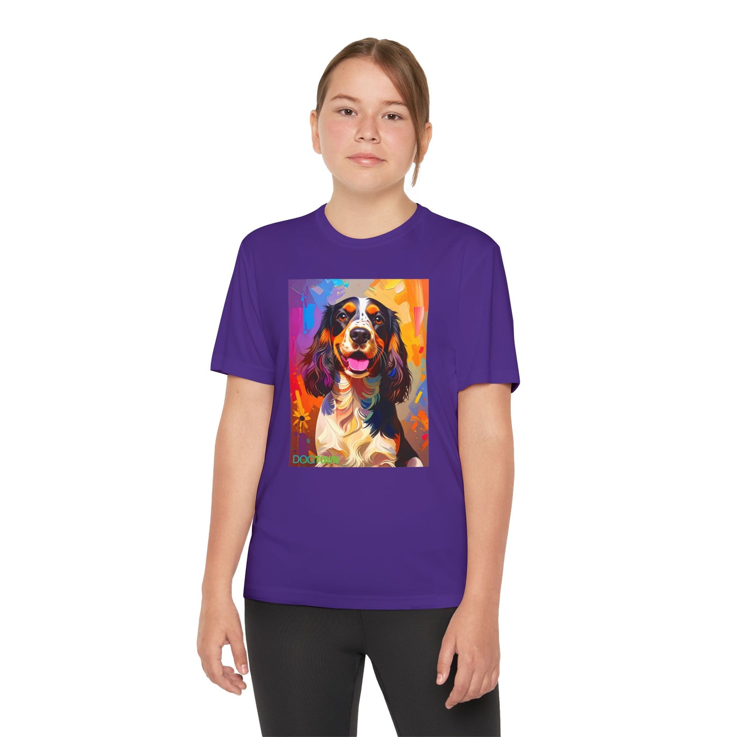 Pup Art Canvas - Kid's Sport Short Sleeve Tee (English Springer Spaniel)