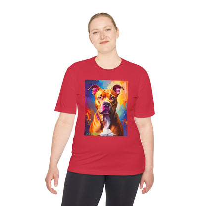 Pup Art Canvas Unisex Moisture Wicking Tee (Pit Bull)