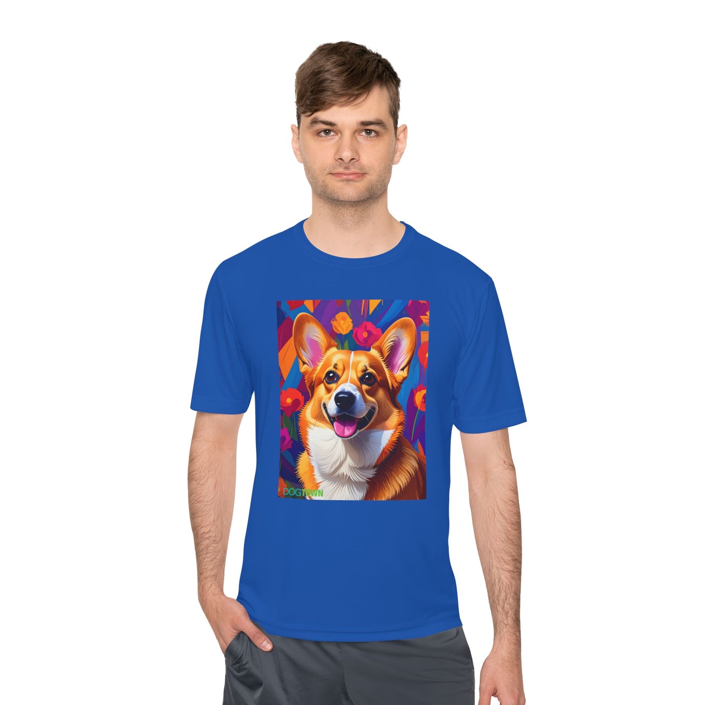Pup Art Canvas Unisex Moisture Wicking Tee (Corgi)