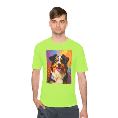 Pup Art Canvas Unisex Moisture Wicking Tee (Australian Shepherd)