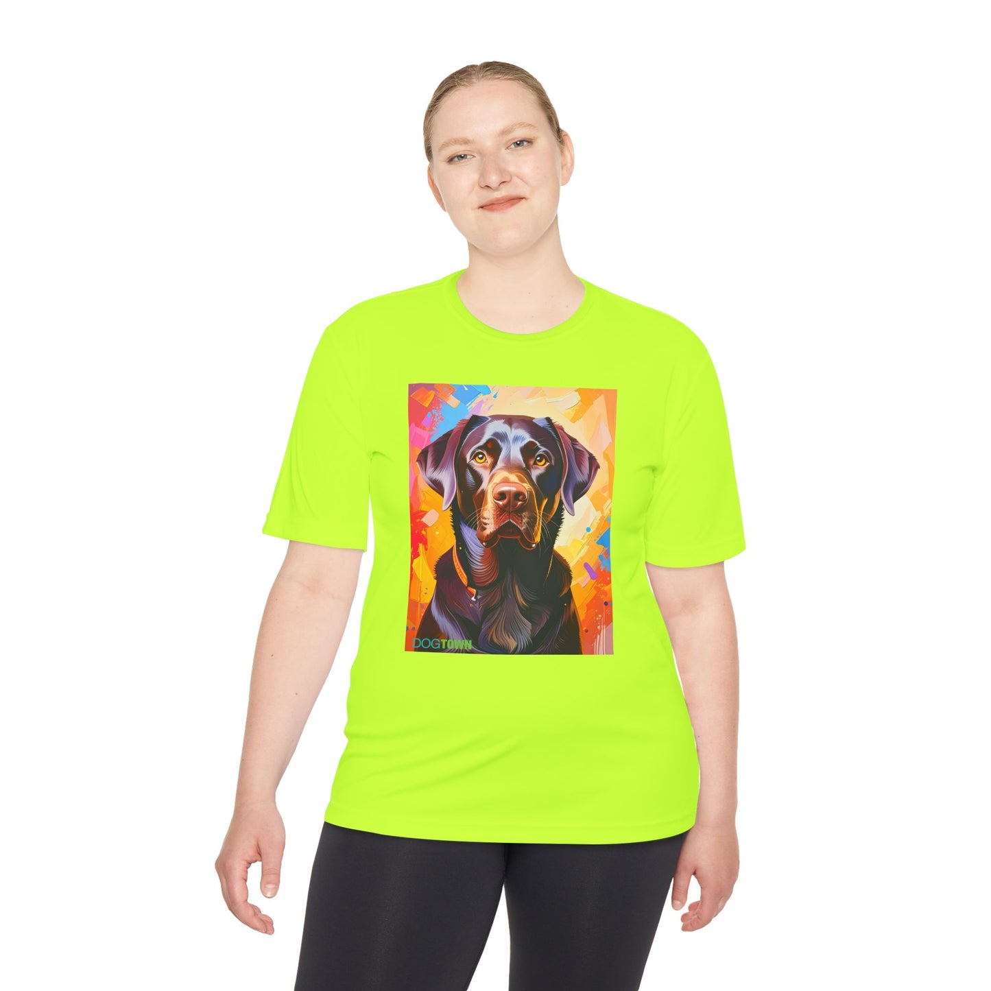 Pup Art Canvas Unisex Moisture Wicking Tee (Chocolate Lab)