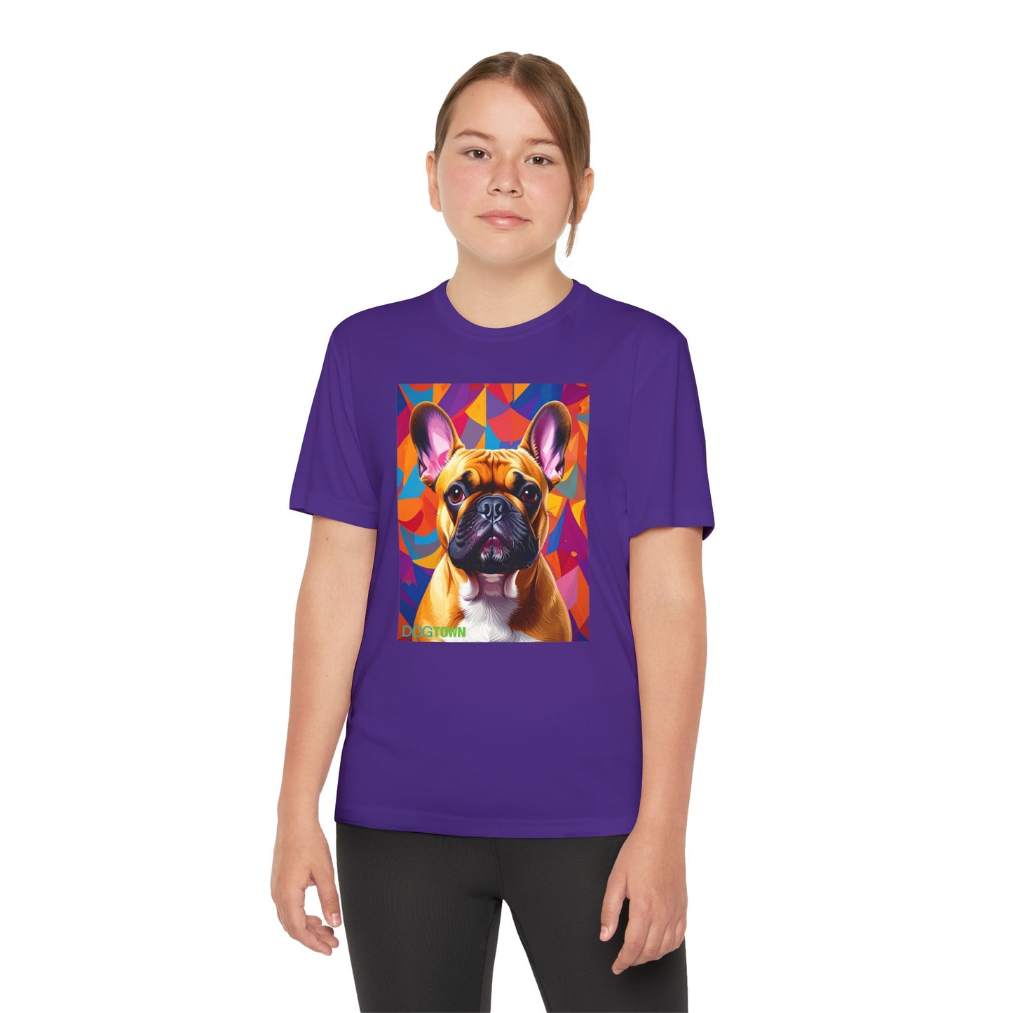 Pup Art Canvas - Kid's Sport Short Sleeve Tee (French Bulldog)