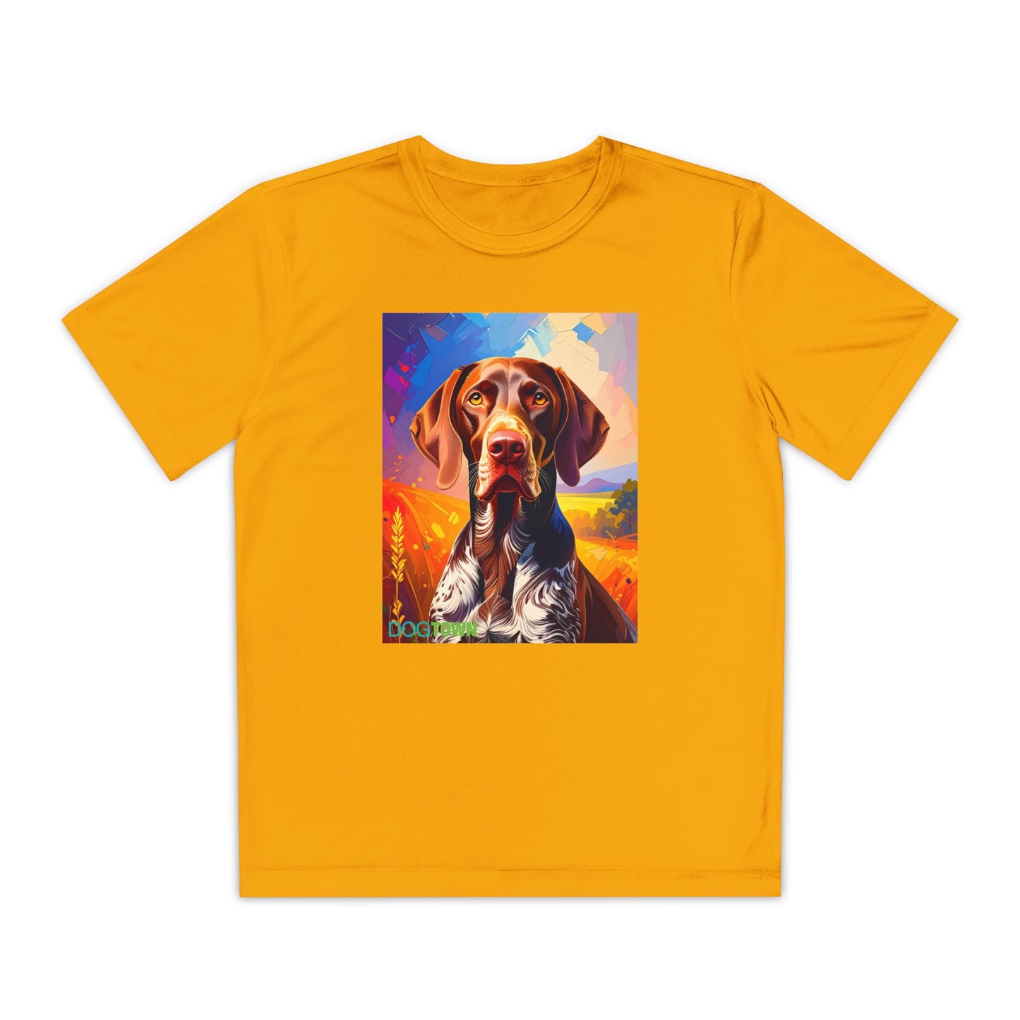 Pup Art Canvas - Kid's Sport Short Sleeve Tee (German Shorthaired Pointer)