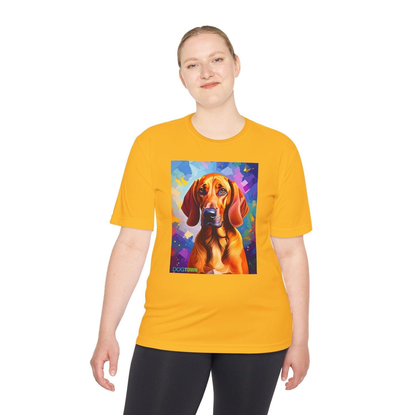 Pup Art Canvas Unisex Moisture Wicking Tee (Redbone Coonhound)