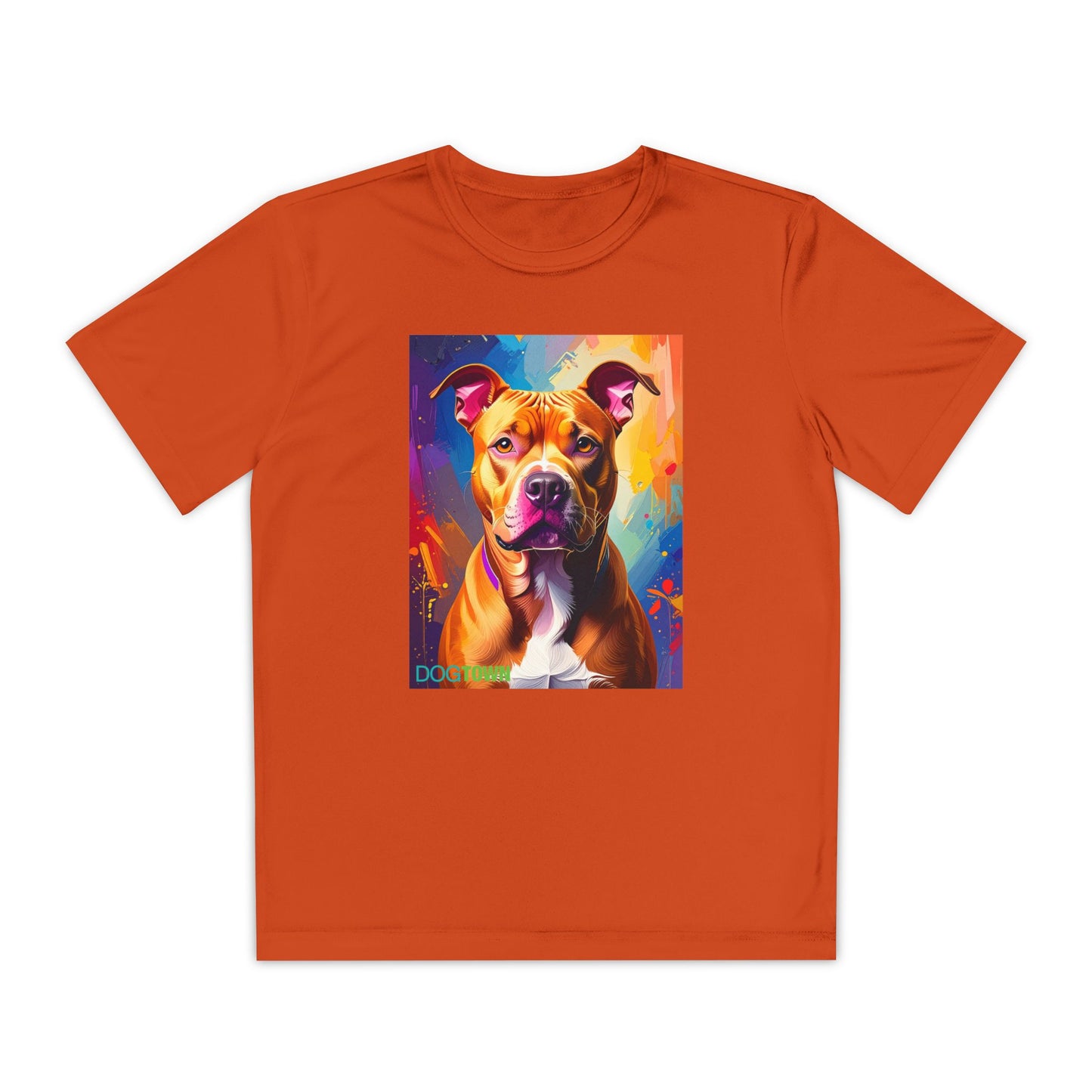 Pup Art Canvas - Kid's Sport Short Sleeve Tee (Pit Bull)