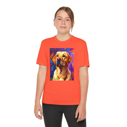 Pup Art Canvas - Kid's Sport Short Sleeve Tee (Yellow Lab)