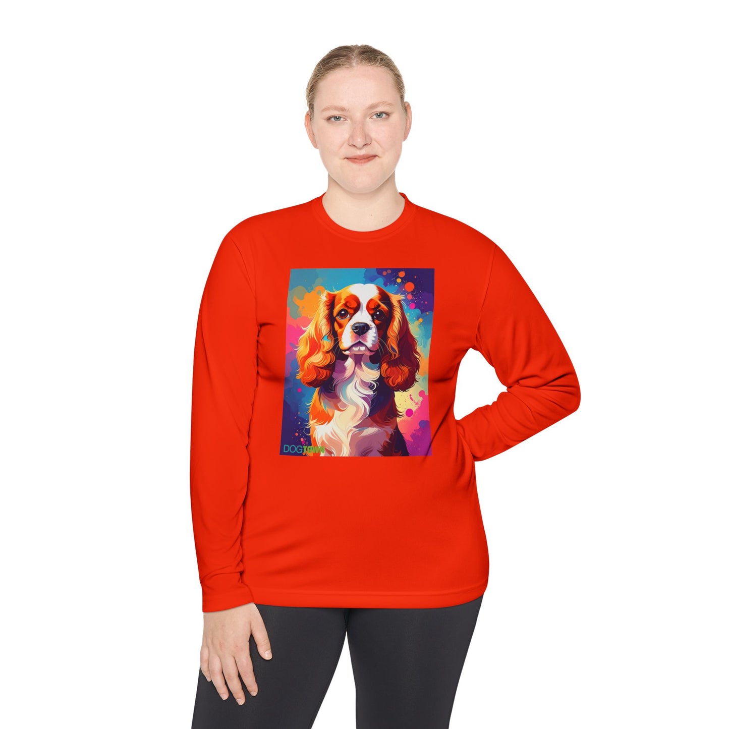 Pup Art Canvas Sport Long Sleeve Tee (Cavalier King Charles Spaniel)