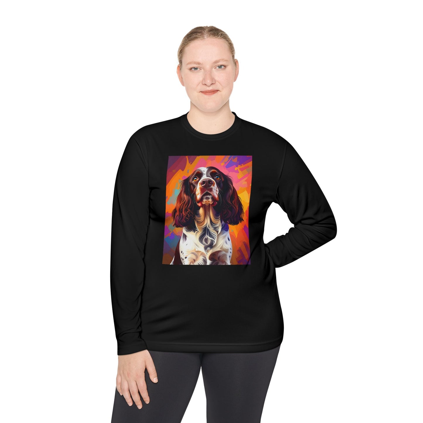 Pup Art Canvas Sport Long Sleeve Tee (English Springer Spaniel - 2)