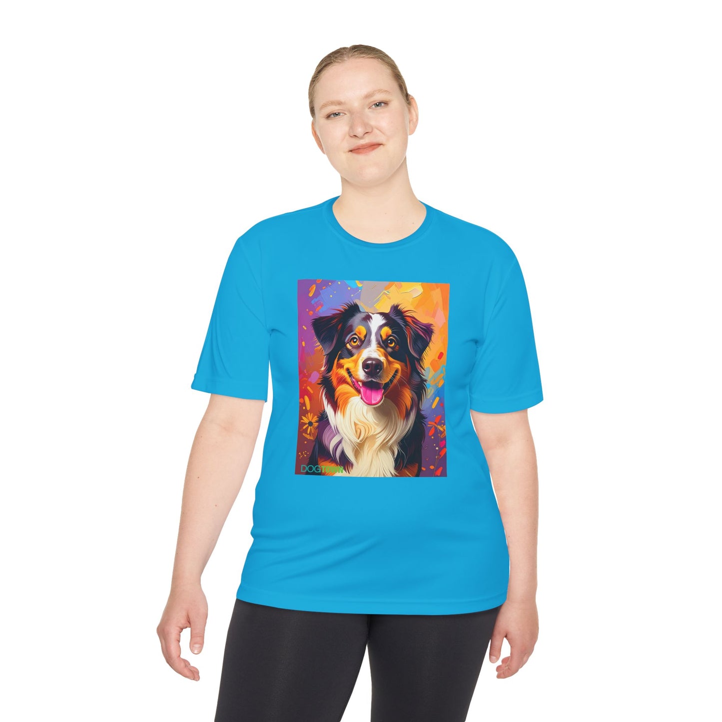 Pup Art Canvas Unisex Moisture Wicking Tee (Australian Shepherd)