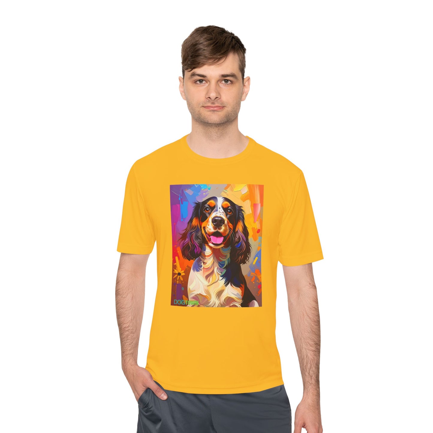 Pup Art Canvas Unisex Moisture Wicking Tee (English Springer Spaniel - 1)