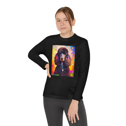 Pup Art Canvas - Kid's Sport Long Sleeve Tee (Standard Poodle)