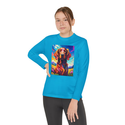 Pup Art Canvas - Kid's Sport Long Sleeve Tee (Irish Setter)