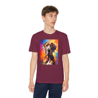 Pup Art Canvas - Kid's Sport Short Sleeve Tee (Great Dane)