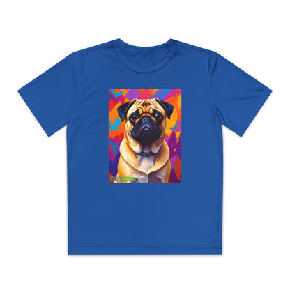 Pup Art Canvas - Kid's Sport Short Sleeve Tee (Pug)