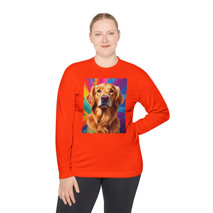 Pup Art Canvas Sport Long Sleeve Tee (Golden Retriever)