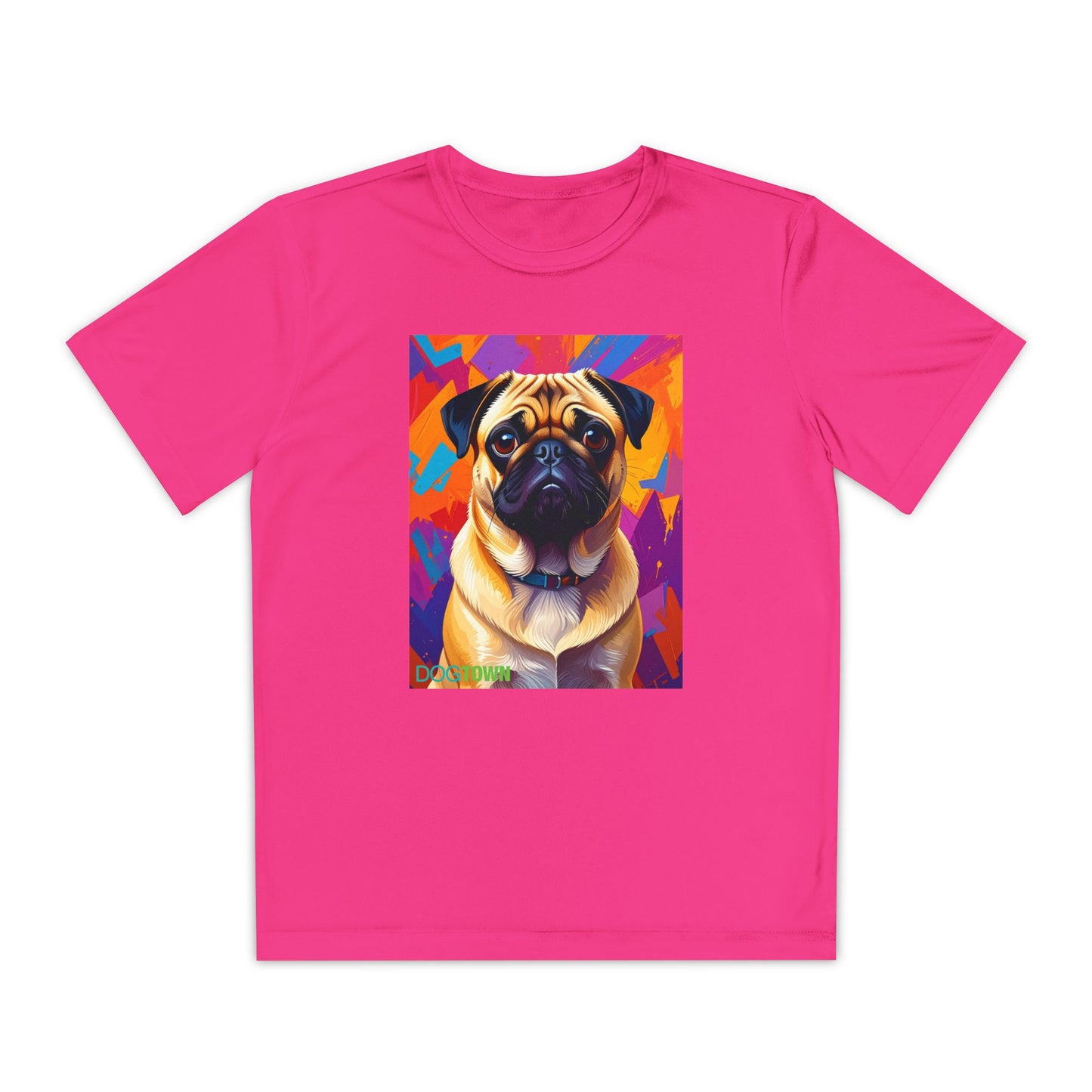 Pup Art Canvas - Kid's Sport Short Sleeve Tee (Pug)