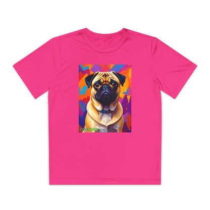 Pup Art Canvas - Kid's Sport Short Sleeve Tee (Pug)