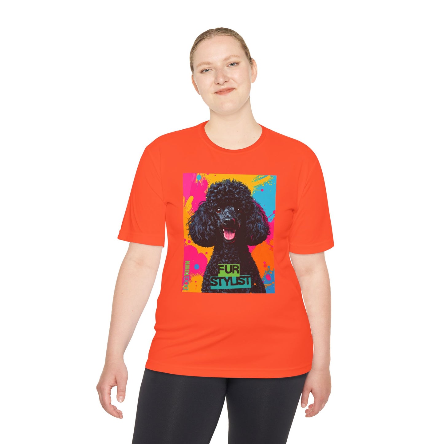 Dogtown Fur Stylist Groomer Short Sleeve Shirt (Colorful with Black Poodle)