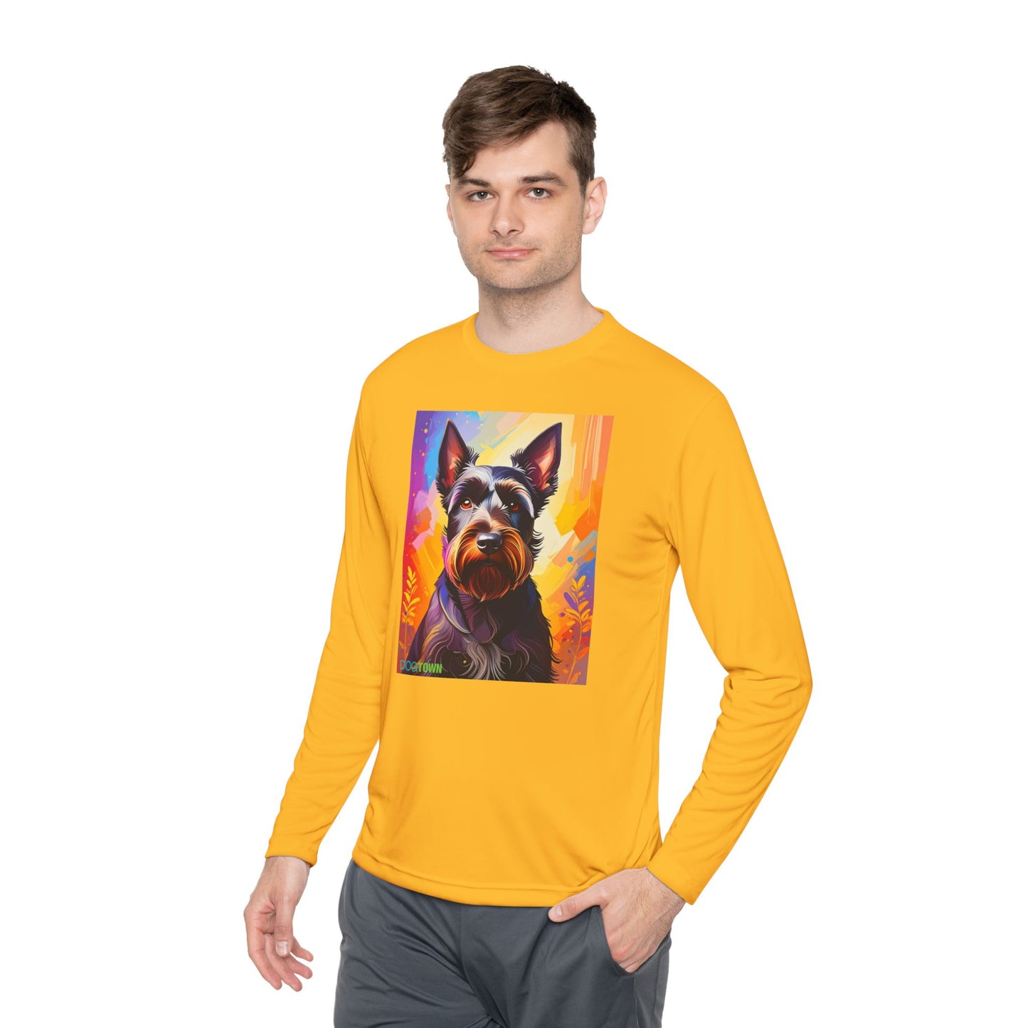 Pup Art Canvas Sport Long Sleeve Tee (Scottish Terrier)