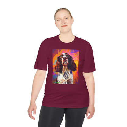 Pup Art Canvas Unisex Moisture Wicking Tee (English Springer Spaniel - 2)