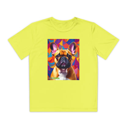 Pup Art Canvas - Kid's Sport Short Sleeve Tee (French Bulldog)