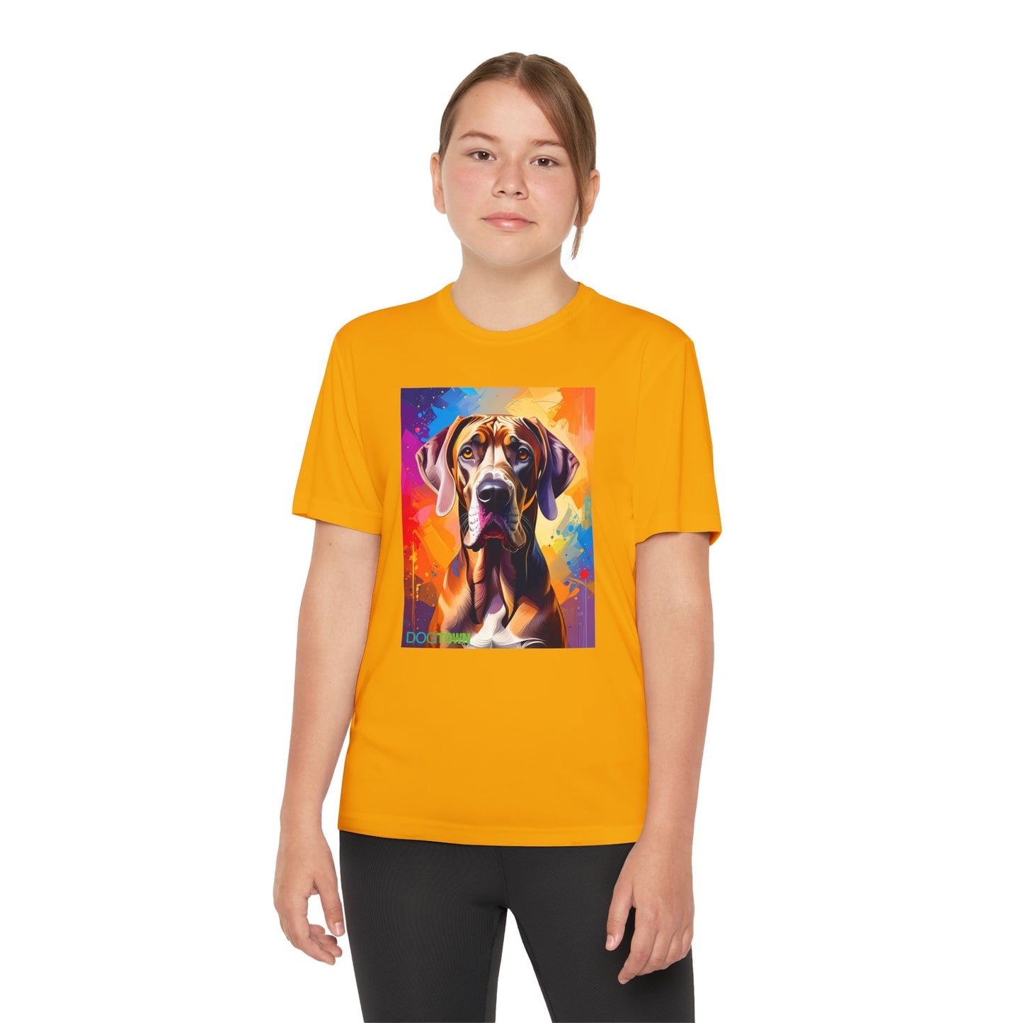 Pup Art Canvas - Kid's Sport Short Sleeve Tee (Great Dane)