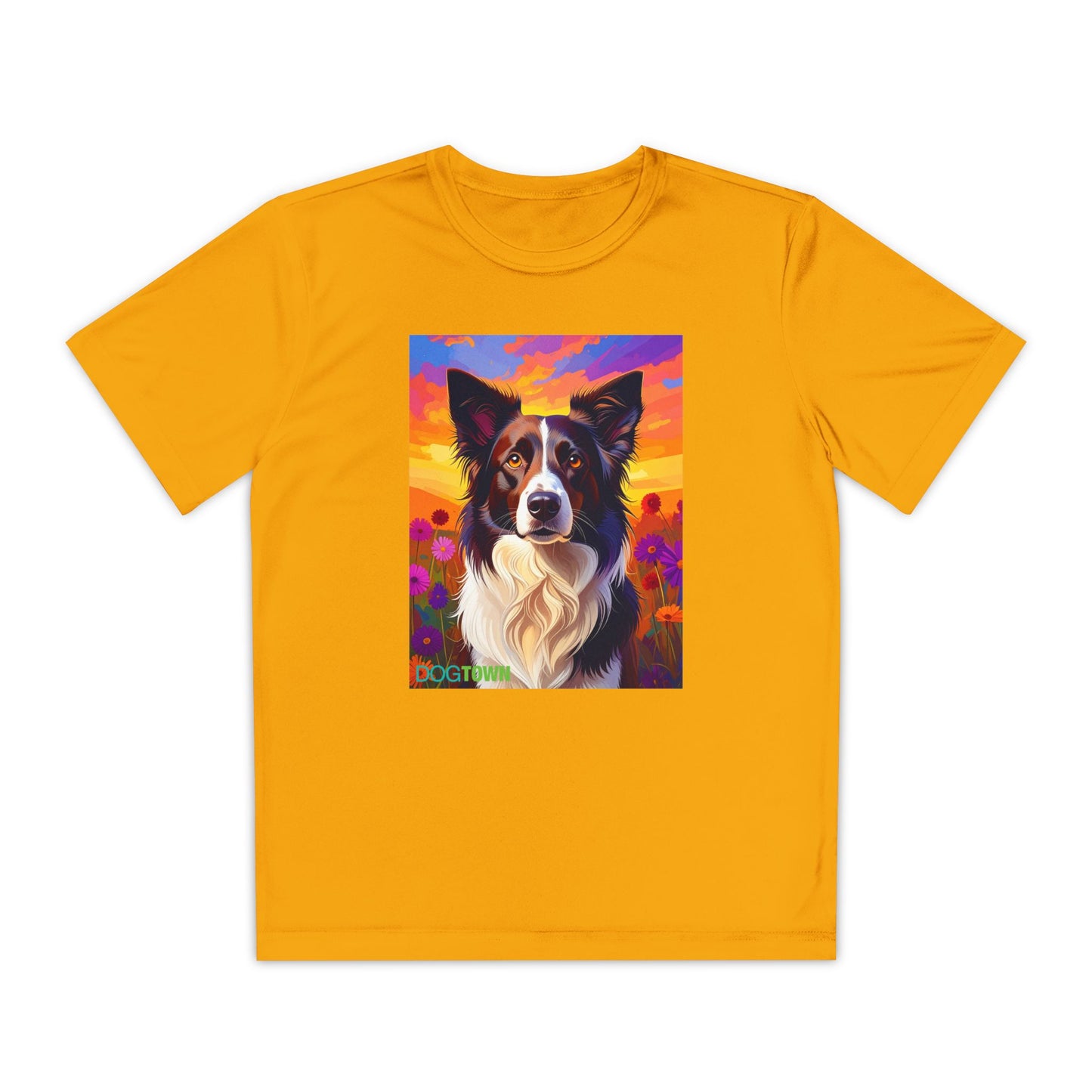 Pup Art Canvas - Kid's Sport Short Sleeve Tee (Border Collie)