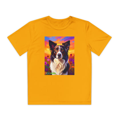 Pup Art Canvas - Kid's Sport Short Sleeve Tee (Border Collie)