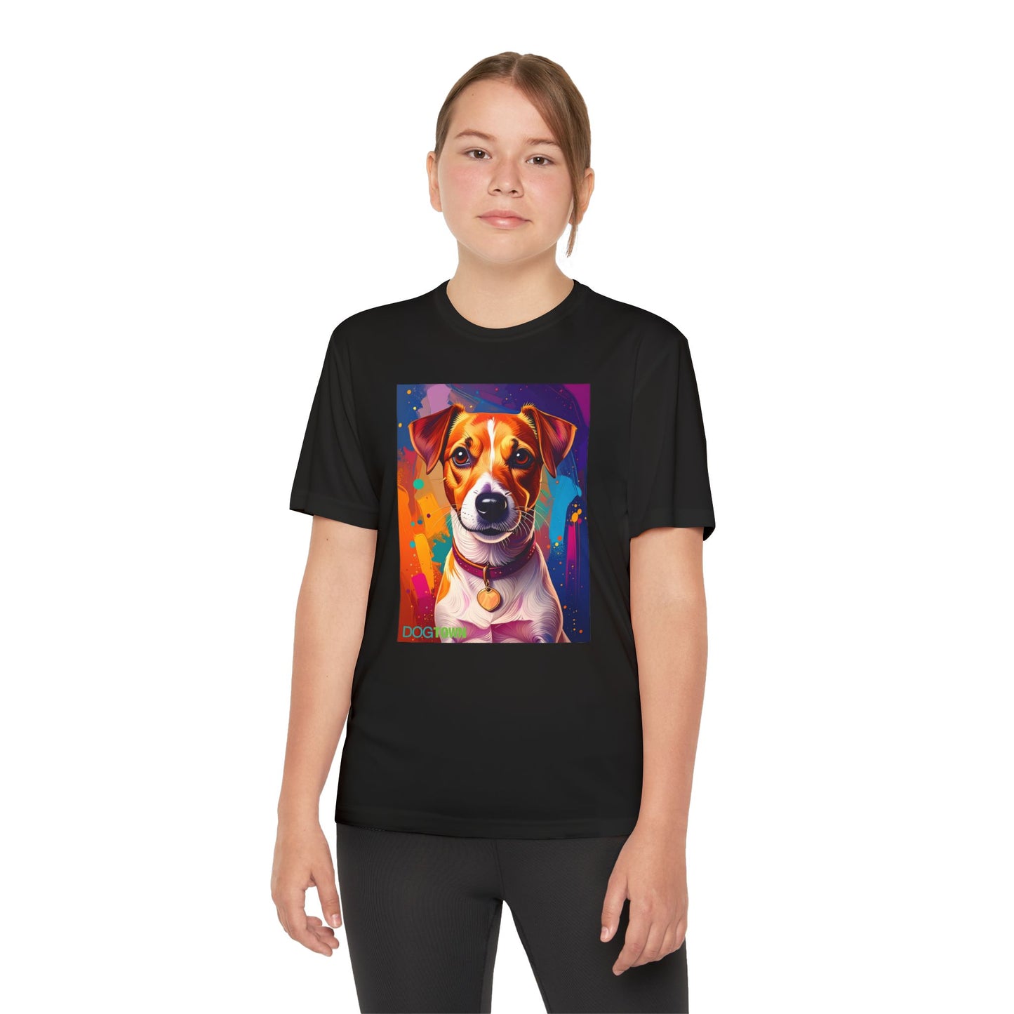 Pup Art Canvas - Kid's Sport Short Sleeve Tee (Jack Russell Terrier)