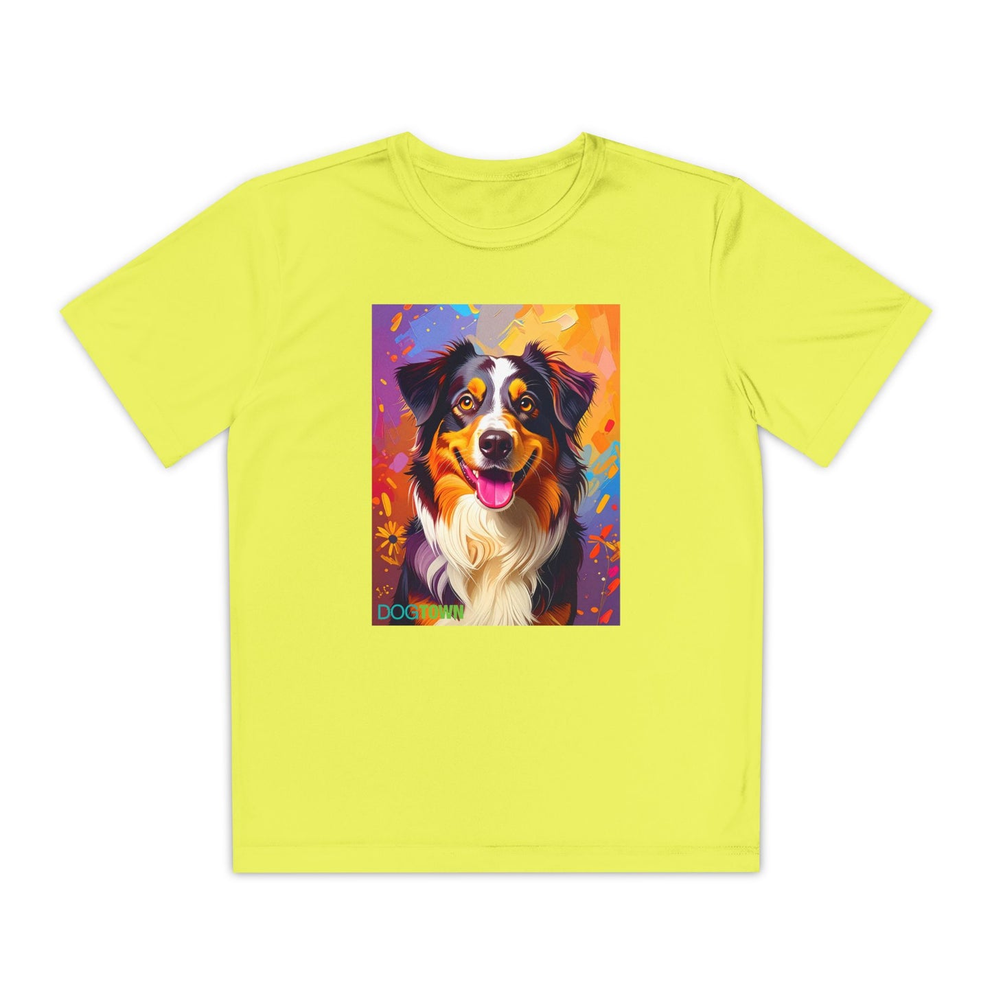 Pup Art Canvas - Kid's Sport Short Sleeve Tee (Australian Shepherd)