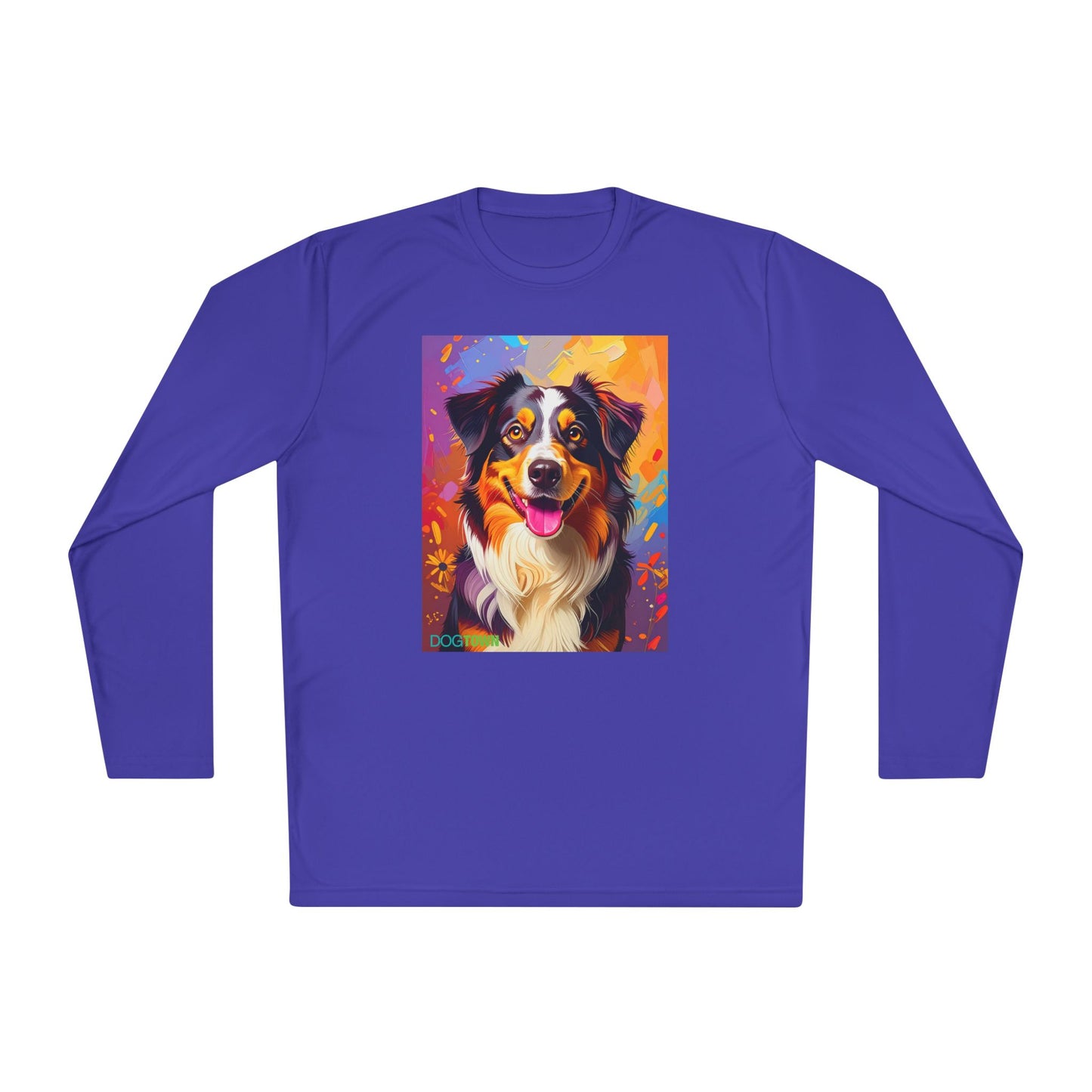 Pup Art Canvas Sport Long Sleeve Tee (Australian Shepherd)