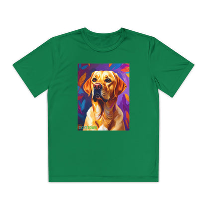 Pup Art Canvas - Kid's Sport Short Sleeve Tee (Yellow Lab)