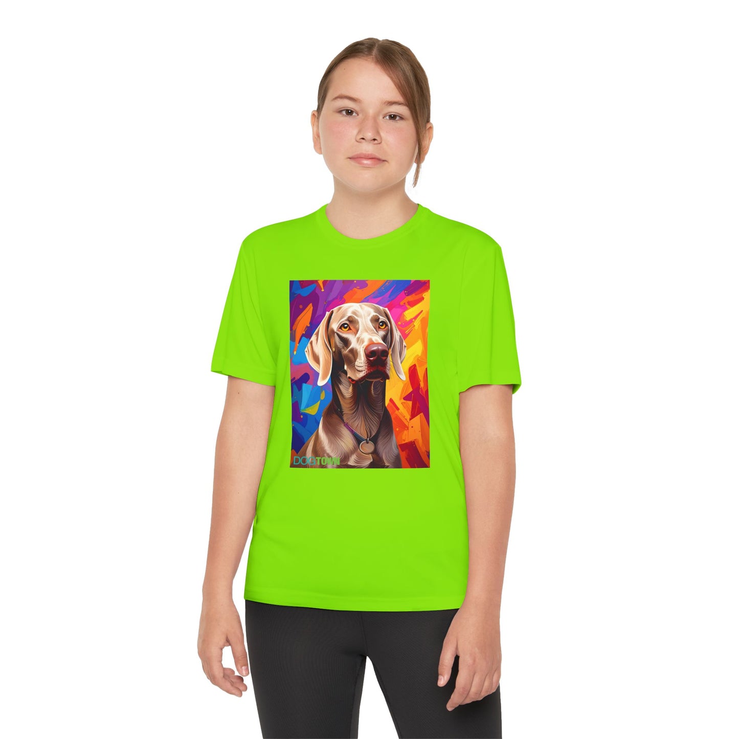 Pup Art Canvas - Kid's Sport Short Sleeve Tee (Weimaraner)