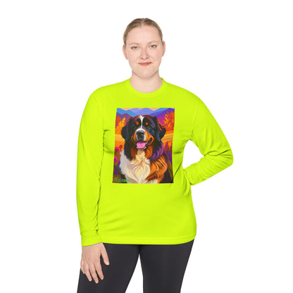 Pup Art Canvas Sport Long Sleeve Tee (Bernese Mountain Dog)