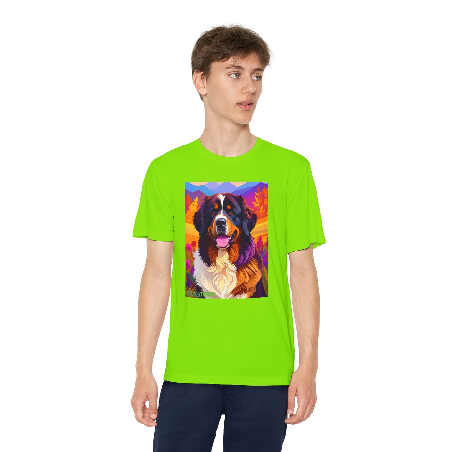 Pup Art Canvas - Kid's Sport Short Sleeve Tee (Bernese Mountain Dog)