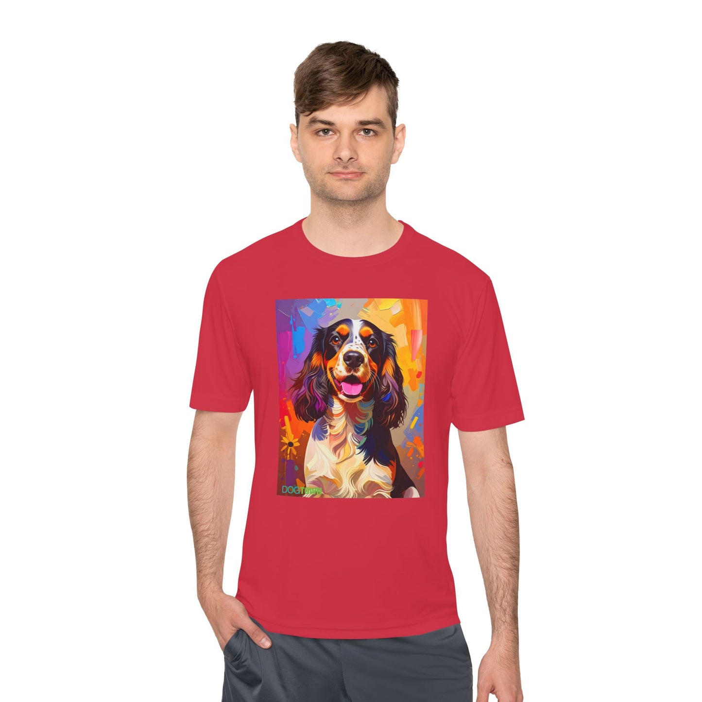 Pup Art Canvas Unisex Moisture Wicking Tee (English Springer Spaniel - 1)