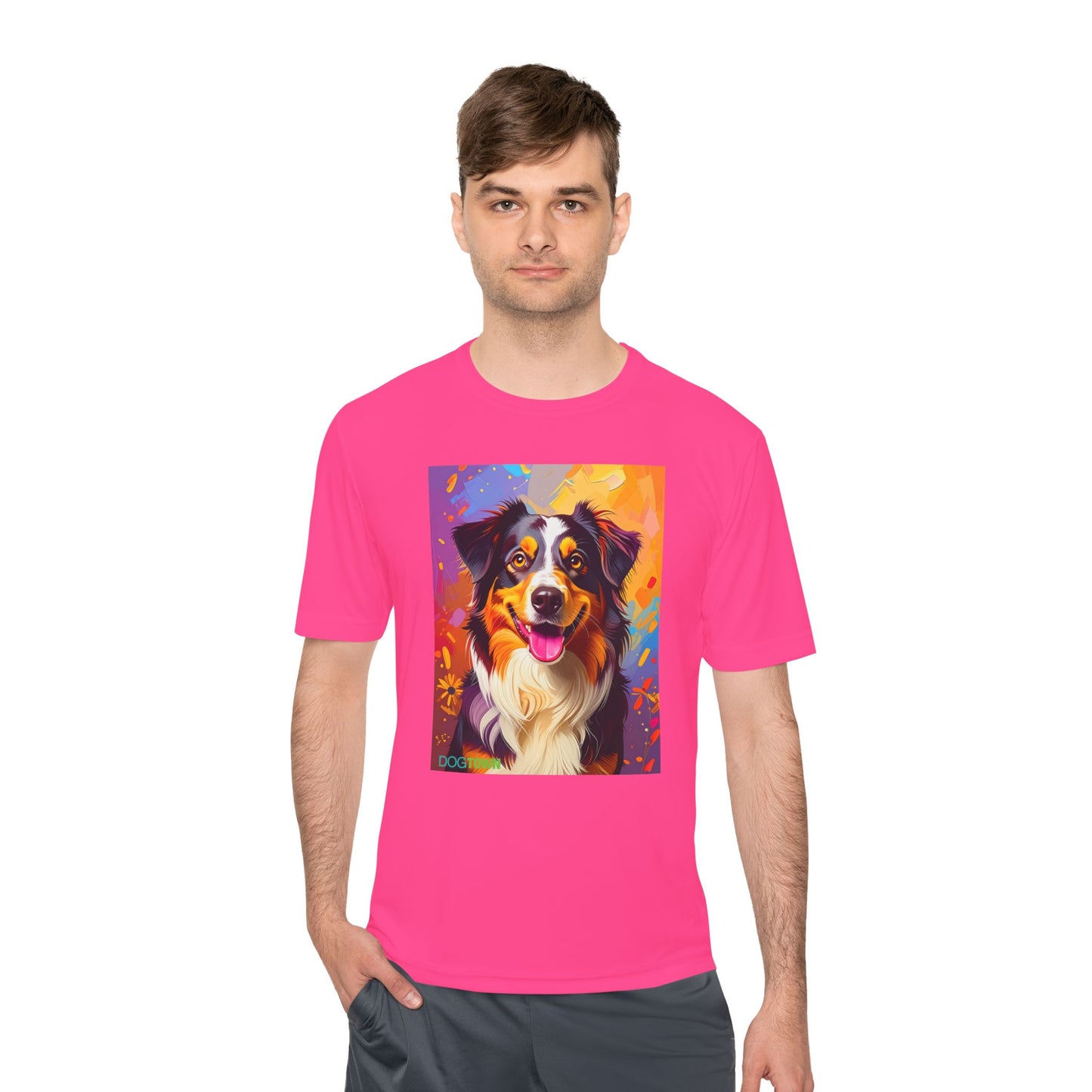 Pup Art Canvas Unisex Moisture Wicking Tee (Australian Shepherd)