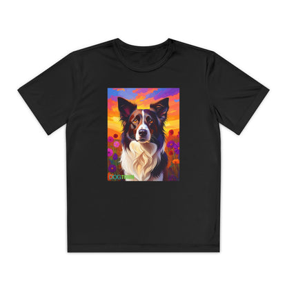 Pup Art Canvas - Kid's Sport Short Sleeve Tee (Border Collie)