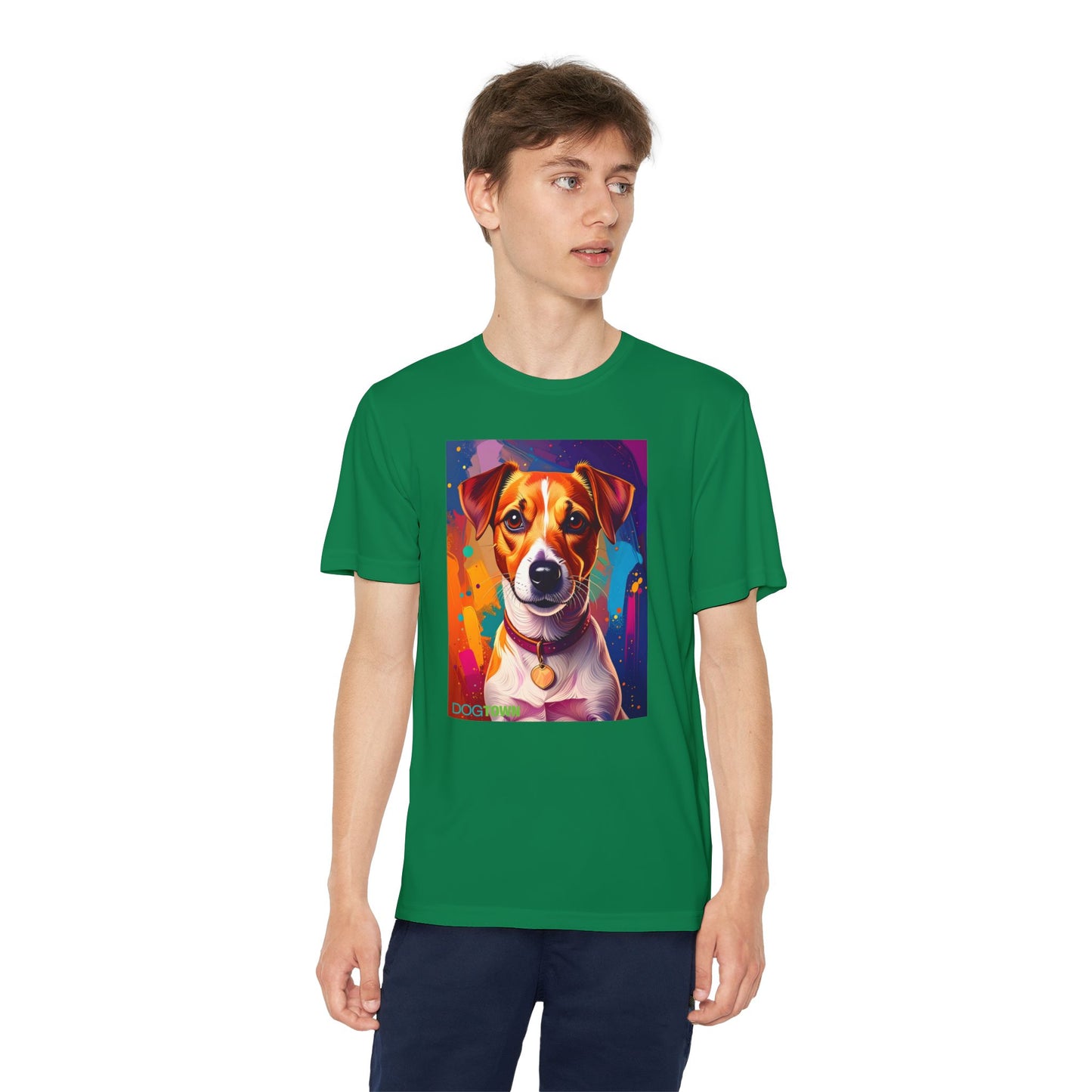 Pup Art Canvas - Kid's Sport Short Sleeve Tee (Jack Russell Terrier)